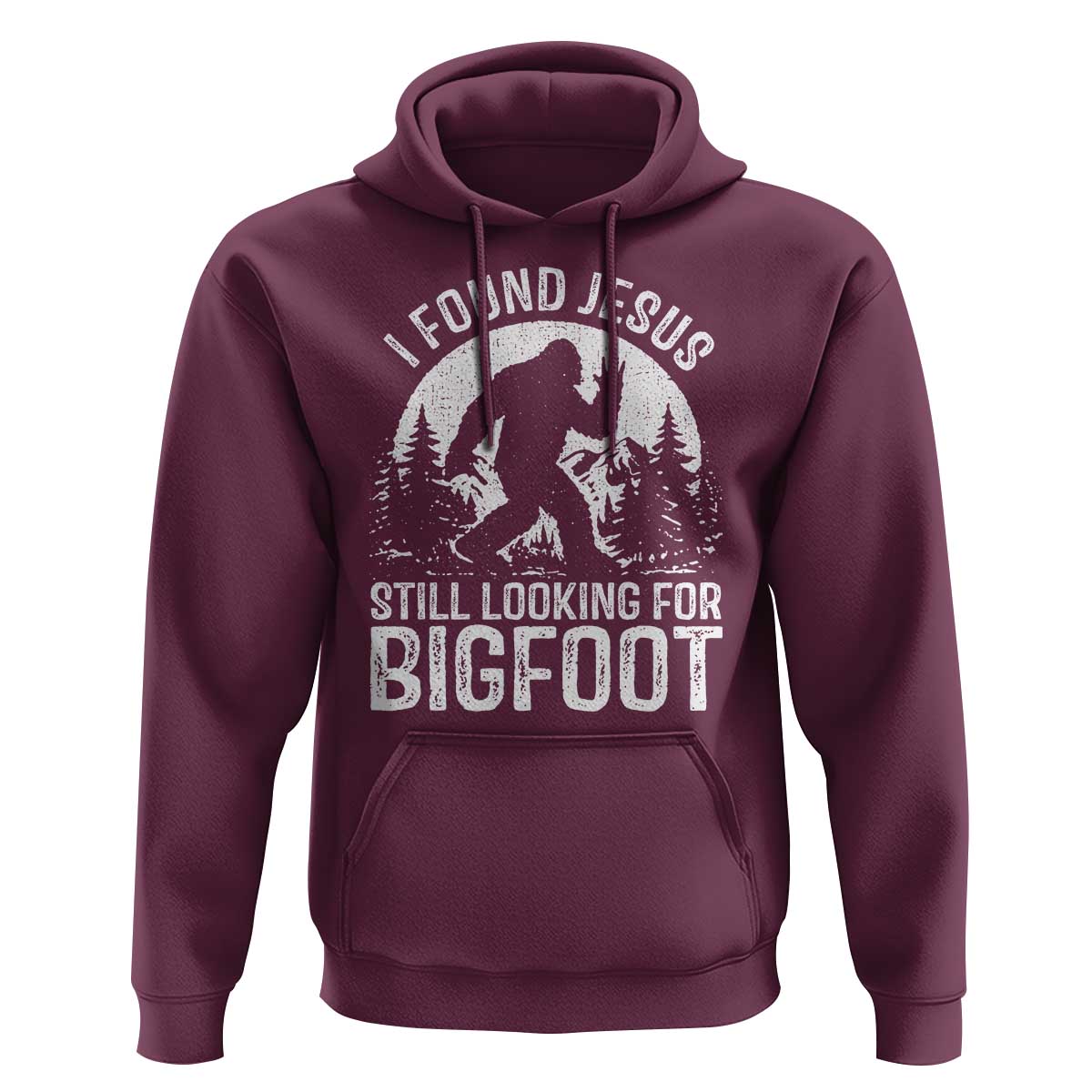 Funny Christian Sasquatch Hoodie I Found Jesus Still Looking for Bigfoot Vintage Distressed Graphic
