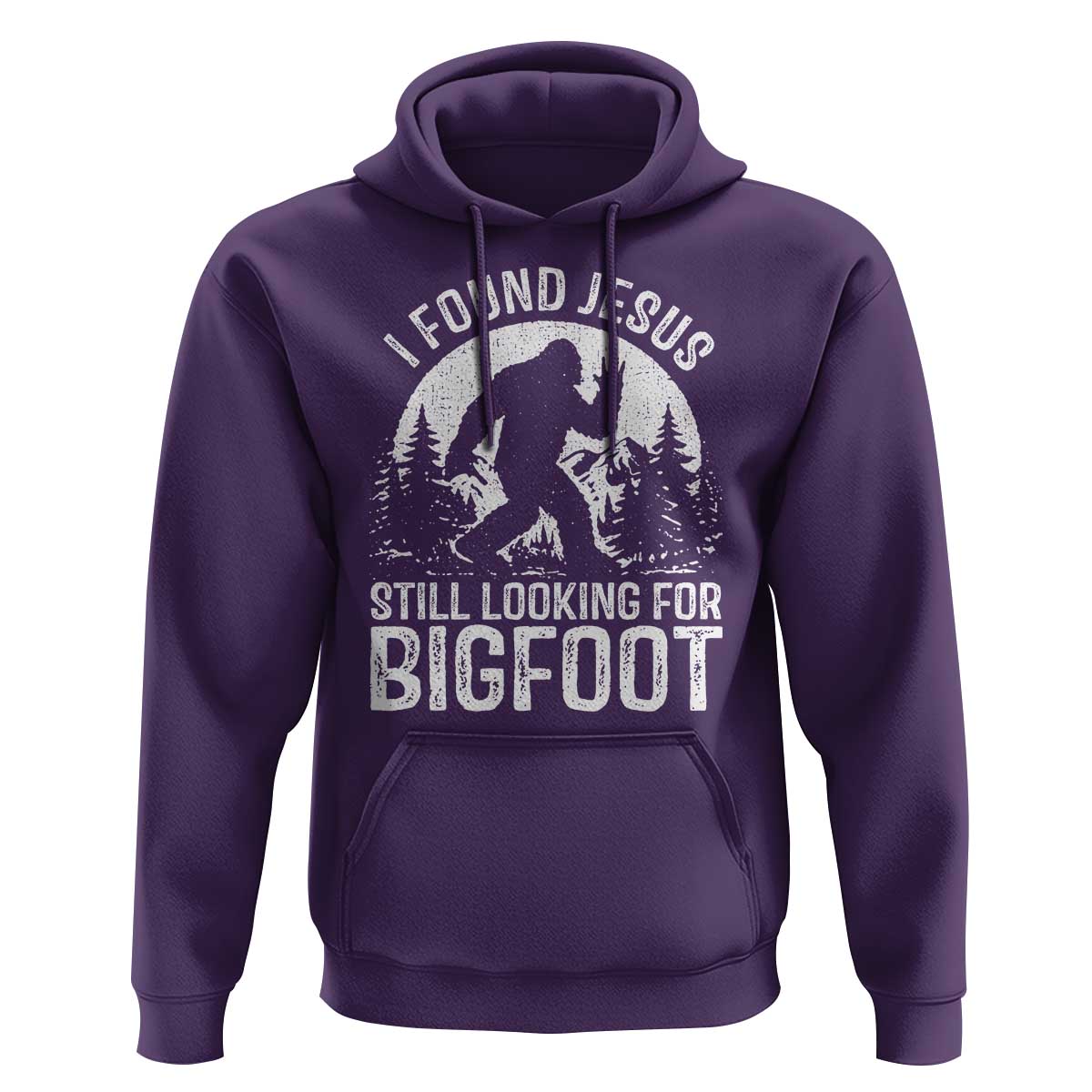 Funny Christian Sasquatch Hoodie I Found Jesus Still Looking for Bigfoot Vintage Distressed Graphic