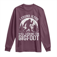 Funny Christian Sasquatch Long Sleeve Shirt I Found Jesus Still Looking for Bigfoot Vintage Distressed Graphic