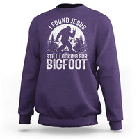 Funny Christian Sasquatch Sweatshirt I Found Jesus Still Looking for Bigfoot Vintage Distressed Graphic