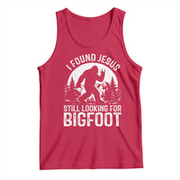 Funny Christian Sasquatch Tank Top I Found Jesus Still Looking for Bigfoot Vintage Distressed Graphic