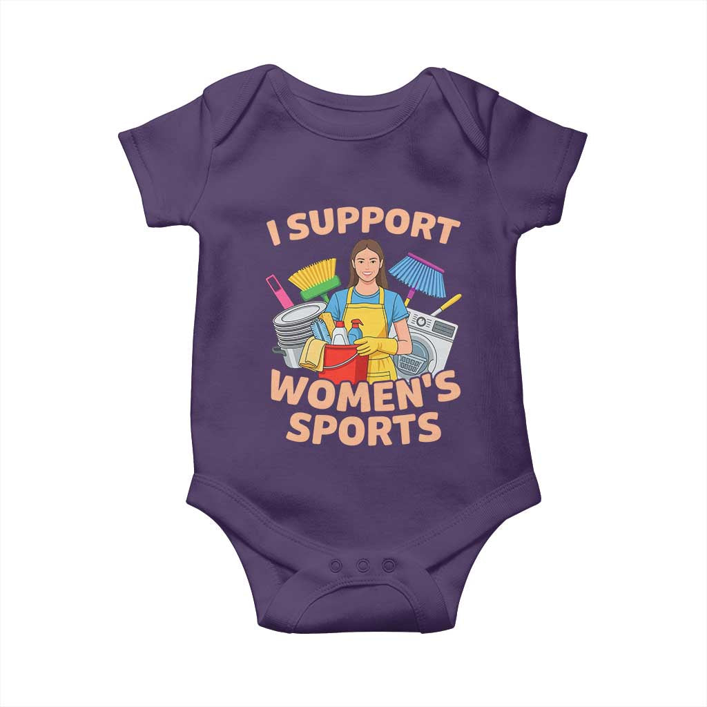 I Support Womens Sports Funny Housework Sarcastic Baby Onesie Edgy Humor Fan Gift