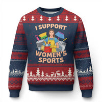 I Support Womens Sports Funny Housework Sarcastic Ugly Christmas Sweater Edgy Humor Fan Gift