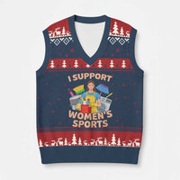 I Support Womens Sports Funny Housework Sarcastic V-Neck Knit Sweater Vest Edgy Humor Fan Gift
