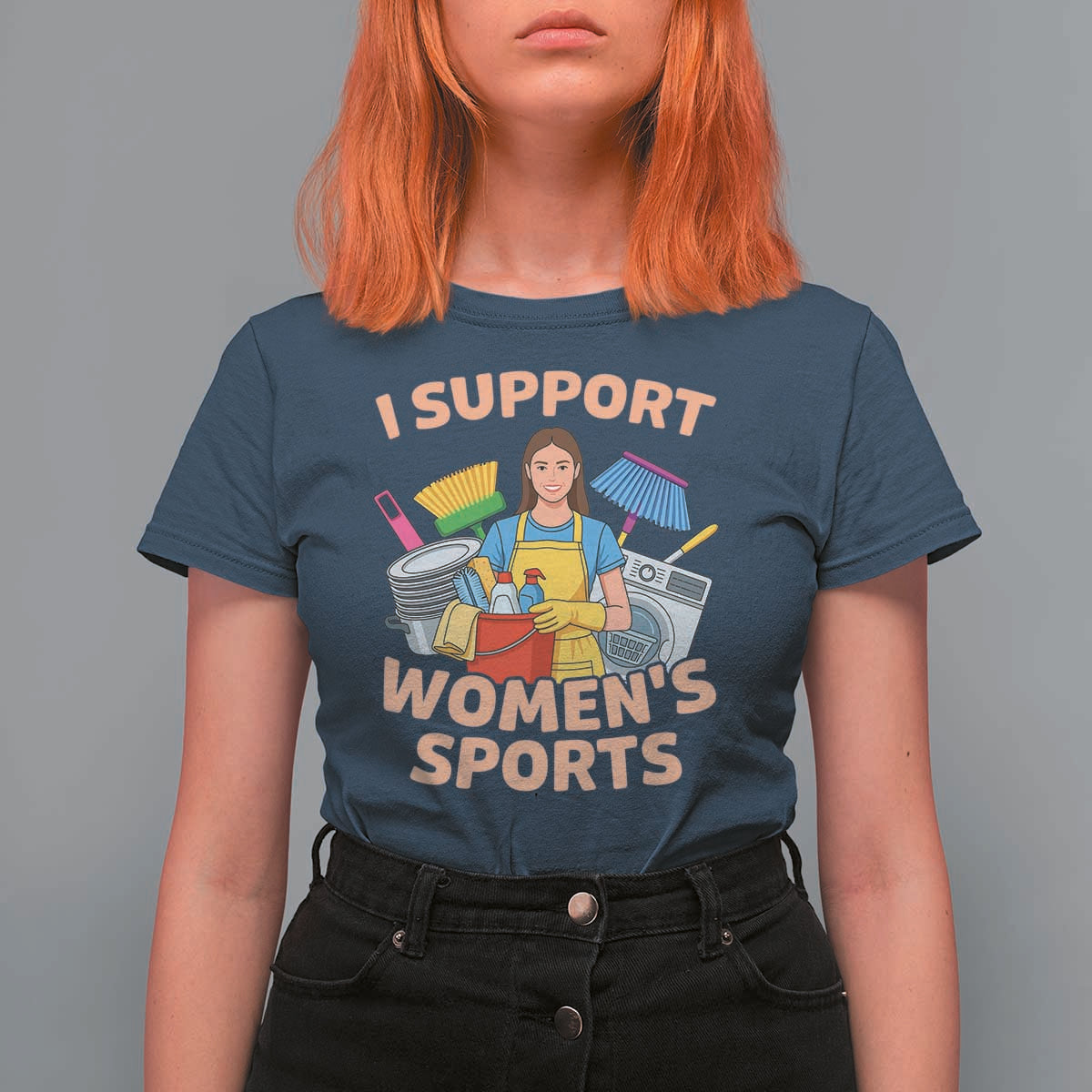 I Support Womens Sports Funny Housework Sarcastic T Shirt For Women Edgy Humor Fan Gift