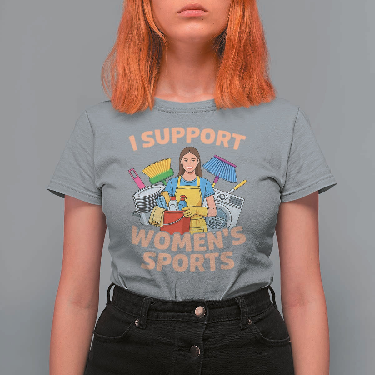 I Support Womens Sports Funny Housework Sarcastic T Shirt For Women Edgy Humor Fan Gift
