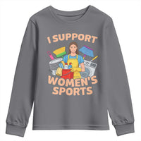 I Support Womens Sports Funny Housework Sarcastic Youth Sweatshirt Edgy Humor Fan Gift