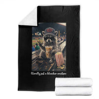 Literally Just A Bleacher Creature Funny Raccoon Baseball Graphic Throw Blanket Cool Game Day Fan Gift