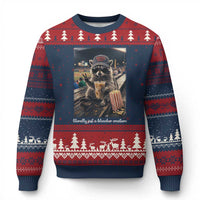 Literally Just A Bleacher Creature Funny Raccoon Baseball Graphic Ugly Christmas Sweater Cool Game Day Fan Gift