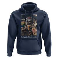 Literally Just A Bleacher Creature Funny Raccoon Baseball Graphic Hoodie Cool Game Day Fan Gift