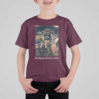 Literally Just A Bleacher Creature Funny Raccoon Baseball Graphic T Shirt For Kid Cool Game Day Fan Gift