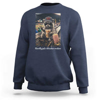 Literally Just A Bleacher Creature Funny Raccoon Baseball Graphic Sweatshirt Cool Game Day Fan Gift