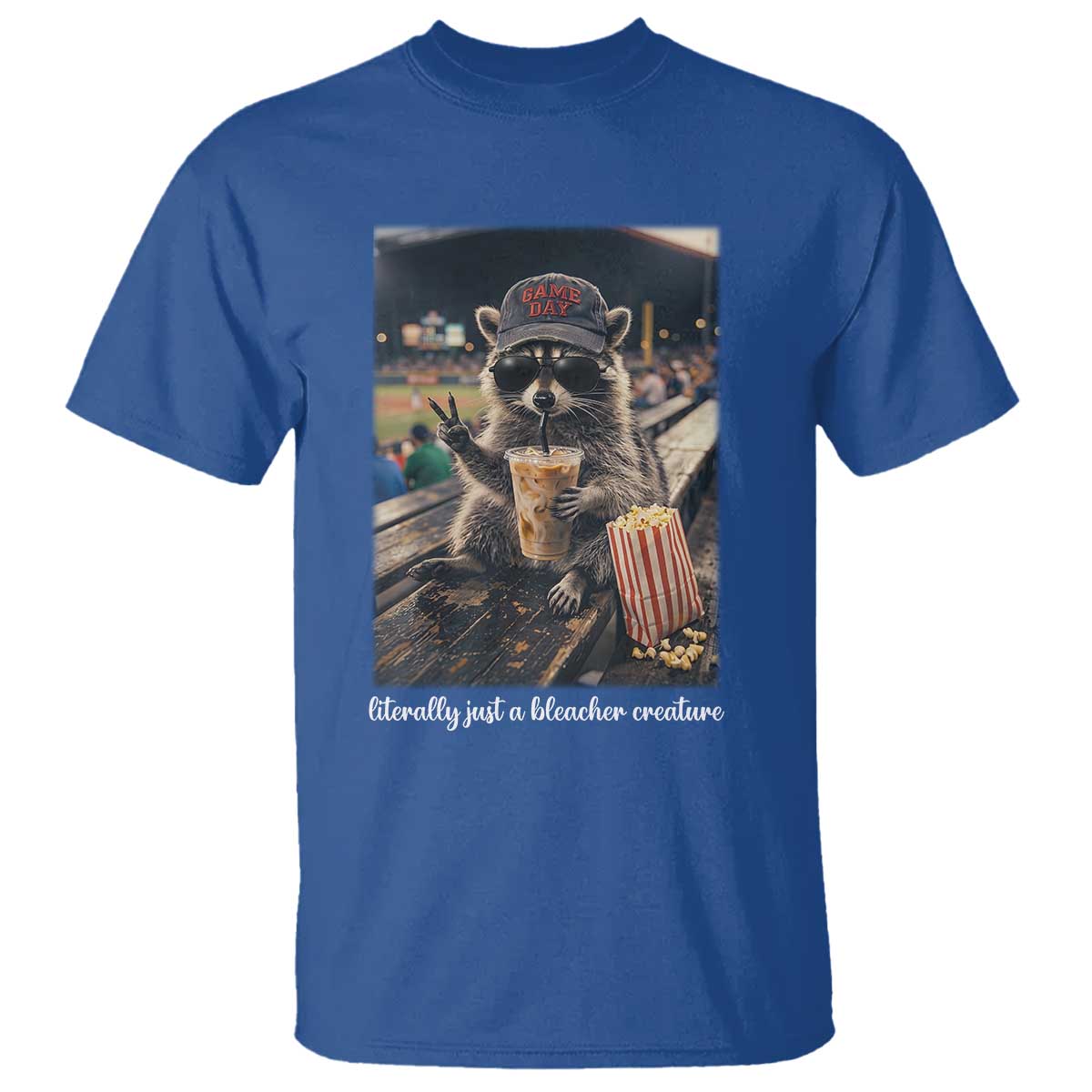 Literally Just A Bleacher Creature Funny Raccoon Baseball Graphic T Shirt Cool Game Day Fan Gift