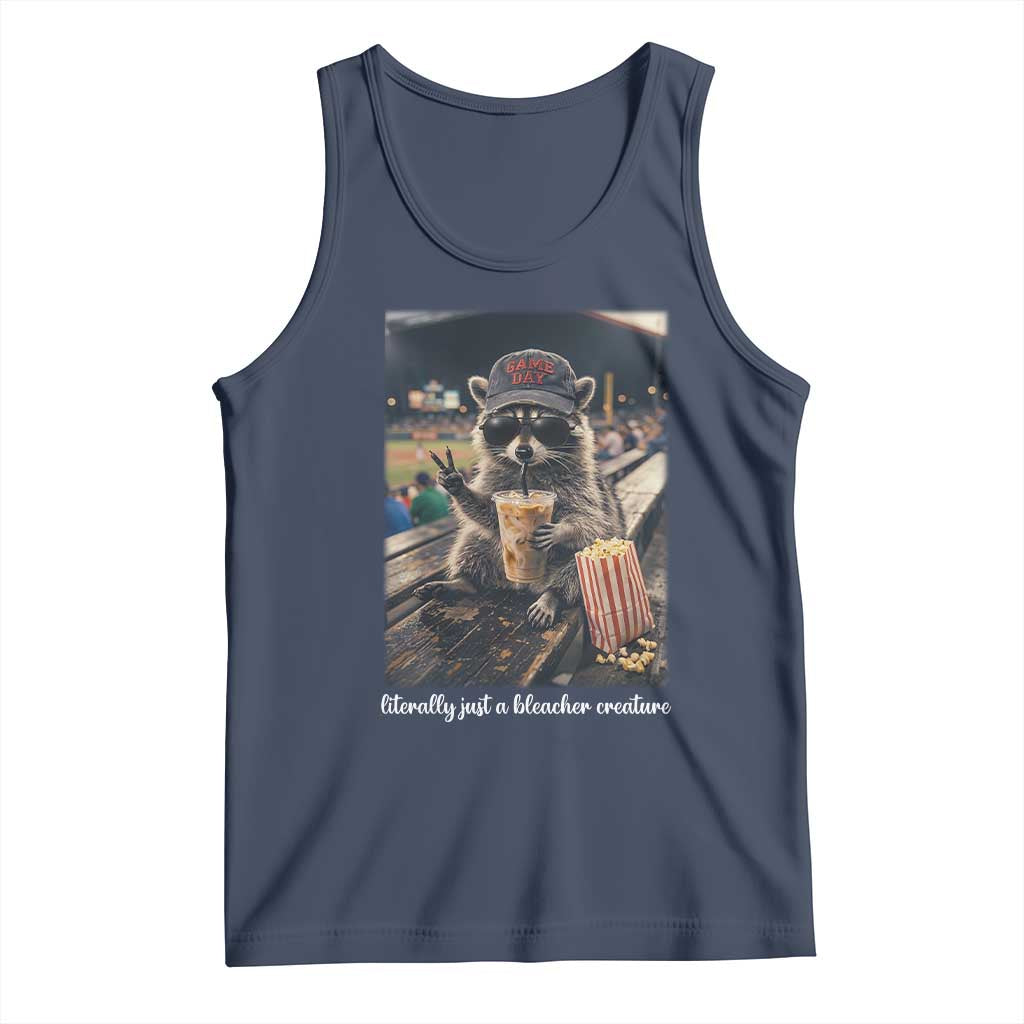 Literally Just A Bleacher Creature Funny Raccoon Baseball Graphic Tank Top Cool Game Day Fan Gift