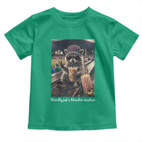 Literally Just A Bleacher Creature Funny Raccoon Baseball Graphic Toddler T Shirt Cool Game Day Fan Gift