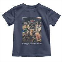 Literally Just A Bleacher Creature Funny Raccoon Baseball Graphic Toddler T Shirt Cool Game Day Fan Gift