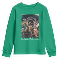 Literally Just A Bleacher Creature Funny Raccoon Baseball Graphic Youth Sweatshirt Cool Game Day Fan Gift