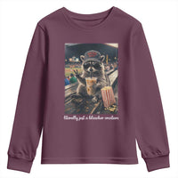 Literally Just A Bleacher Creature Funny Raccoon Baseball Graphic Youth Sweatshirt Cool Game Day Fan Gift