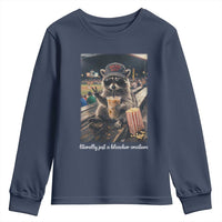 Literally Just A Bleacher Creature Funny Raccoon Baseball Graphic Youth Sweatshirt Cool Game Day Fan Gift