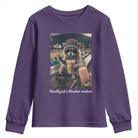 Literally Just A Bleacher Creature Funny Raccoon Baseball Graphic Youth Sweatshirt Cool Game Day Fan Gift