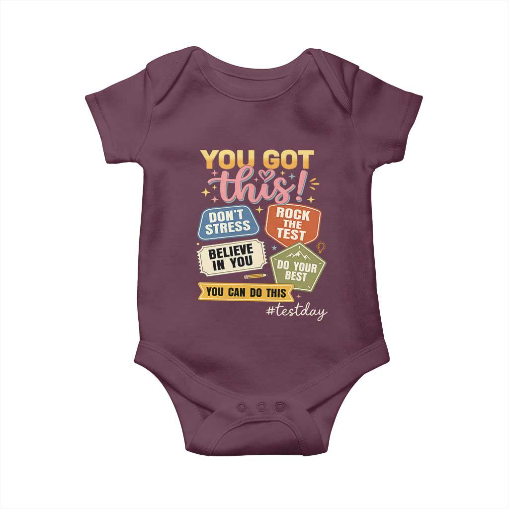 Retro Test Day Motivation You Got This Baby Onesie Rock The Test Believe In You Inspirational Teacher