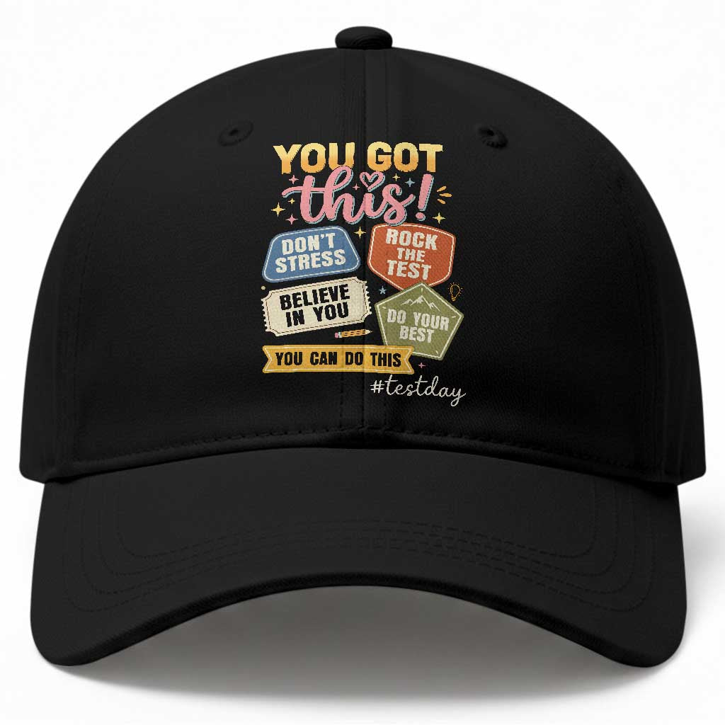 Retro Test Day Motivation You Got This Baseball Cap Rock The Test Believe In You Inspirational Teacher