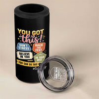 Retro Test Day Motivation You Got This 4 in 1 Can Cooler Tumbler Rock The Test Believe In You Inspirational Teacher