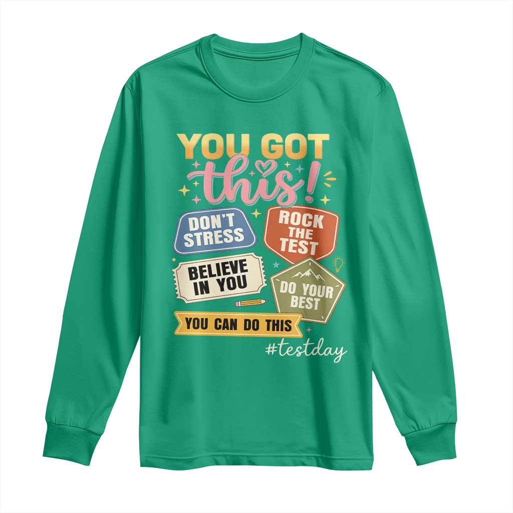 Retro Test Day Motivation You Got This Long Sleeve Shirt Rock The Test Believe In You Inspirational Teacher