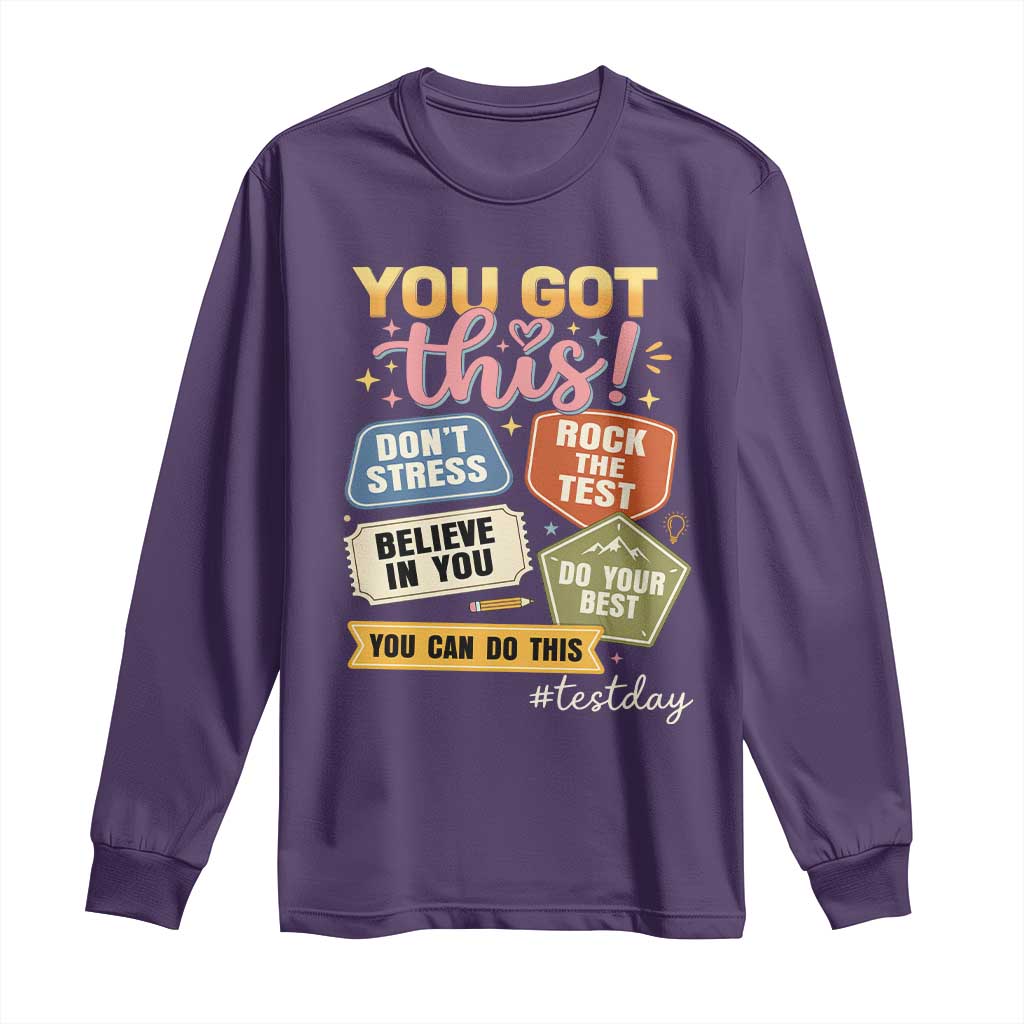 Retro Test Day Motivation You Got This Long Sleeve Shirt Rock The Test Believe In You Inspirational Teacher