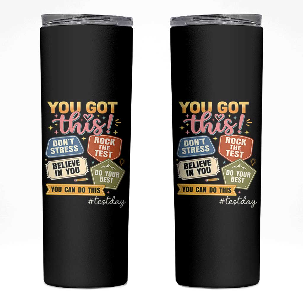 Retro Test Day Motivation You Got This Skinny Tumbler Rock The Test Believe In You Inspirational Teacher