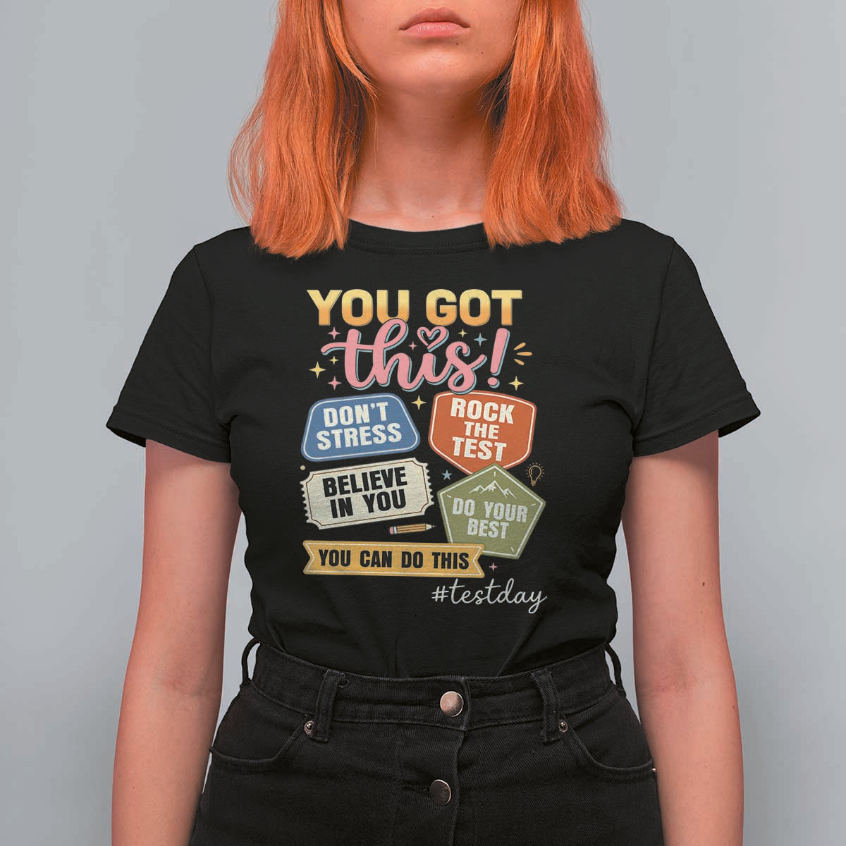 Retro Test Day Motivation You Got This T Shirt For Women Rock The Test Believe In You Inspirational Teacher
