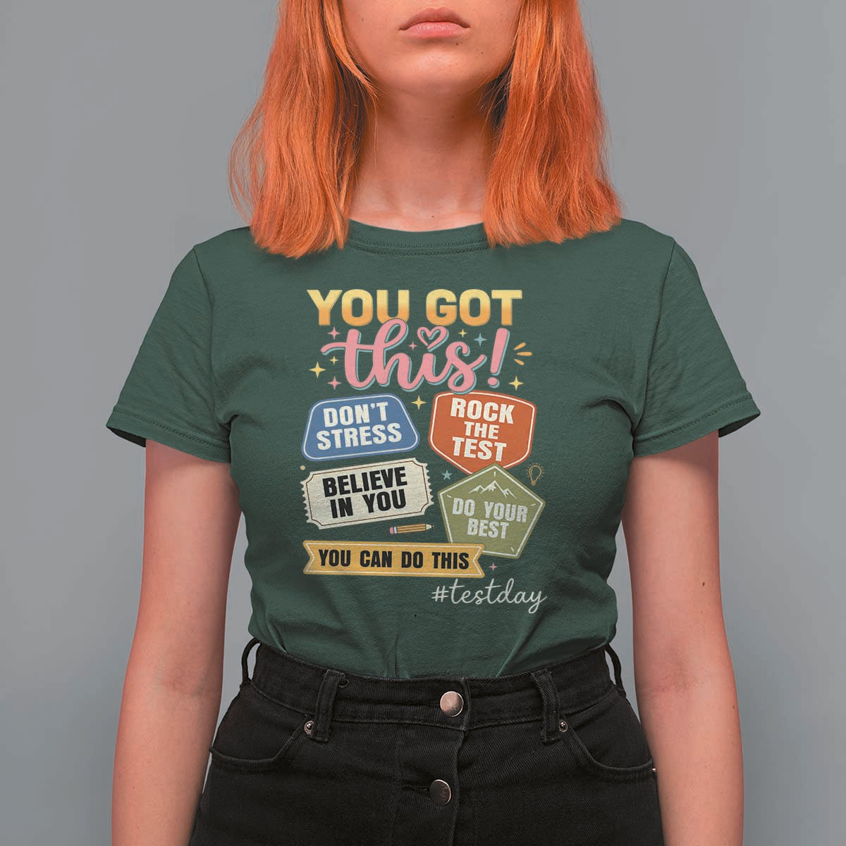 Retro Test Day Motivation You Got This T Shirt For Women Rock The Test Believe In You Inspirational Teacher