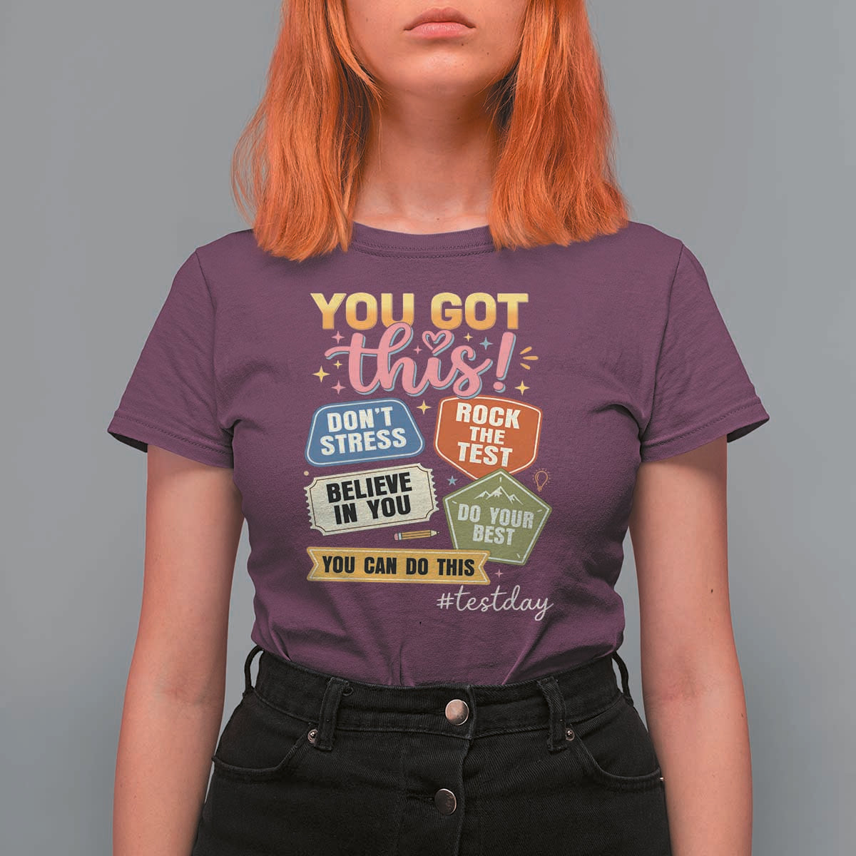 Retro Test Day Motivation You Got This T Shirt For Women Rock The Test Believe In You Inspirational Teacher