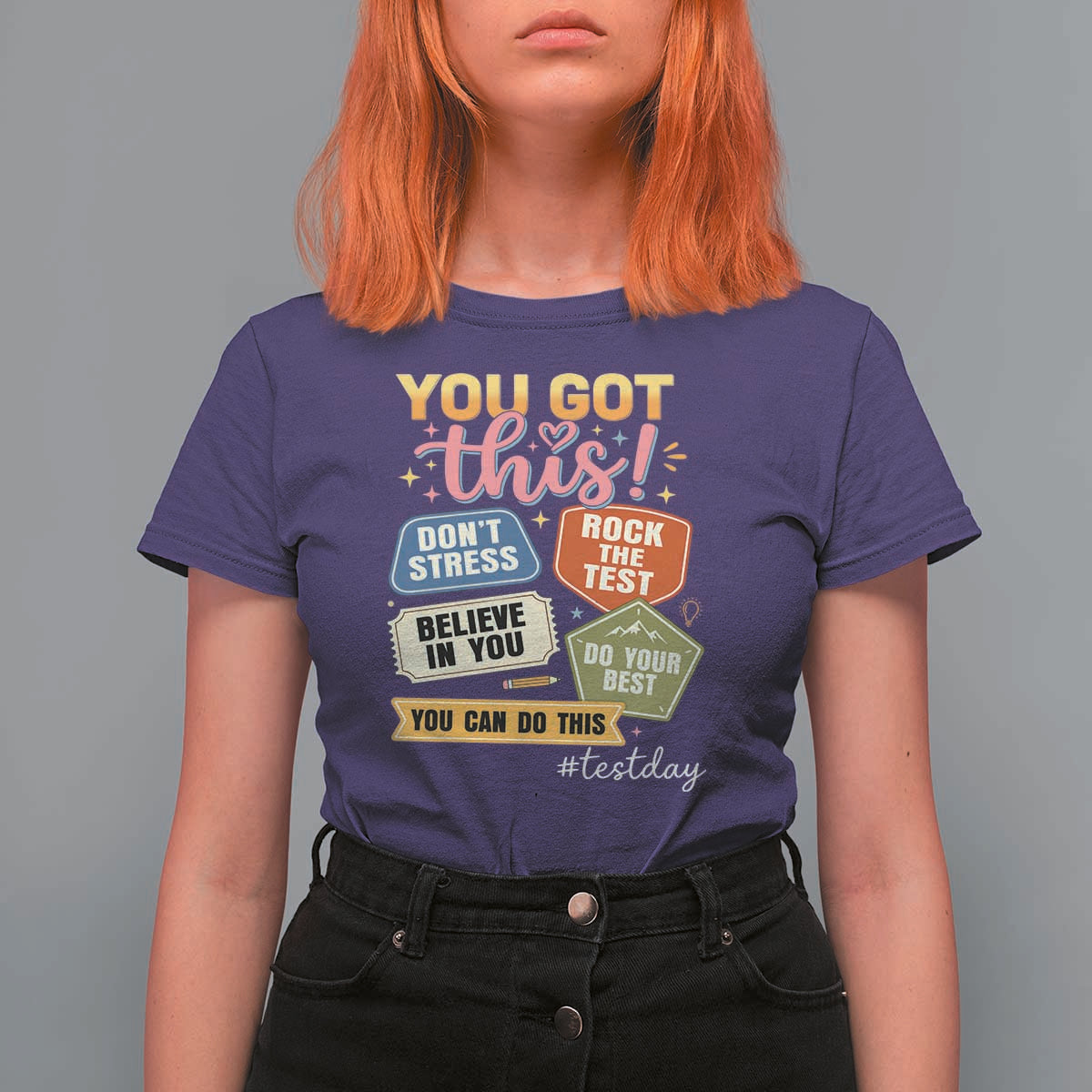 Retro Test Day Motivation You Got This T Shirt For Women Rock The Test Believe In You Inspirational Teacher