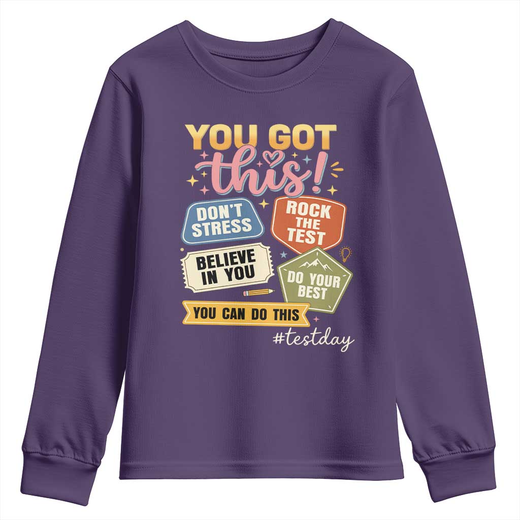 Retro Test Day Motivation You Got This Youth Sweatshirt Rock The Test Believe In You Inspirational Teacher