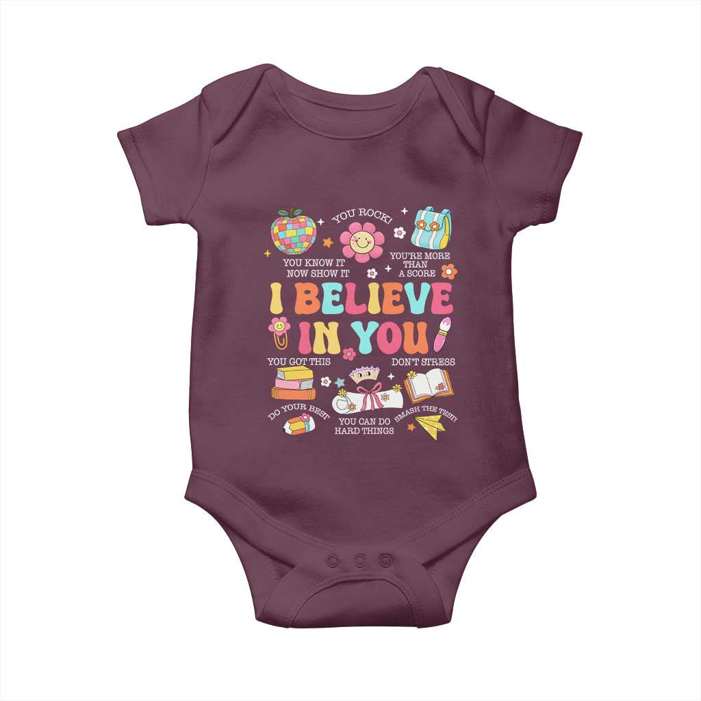 Groovy I Believe In You Testing Motivation Baby Onesie More Than A Score for Teacher Student