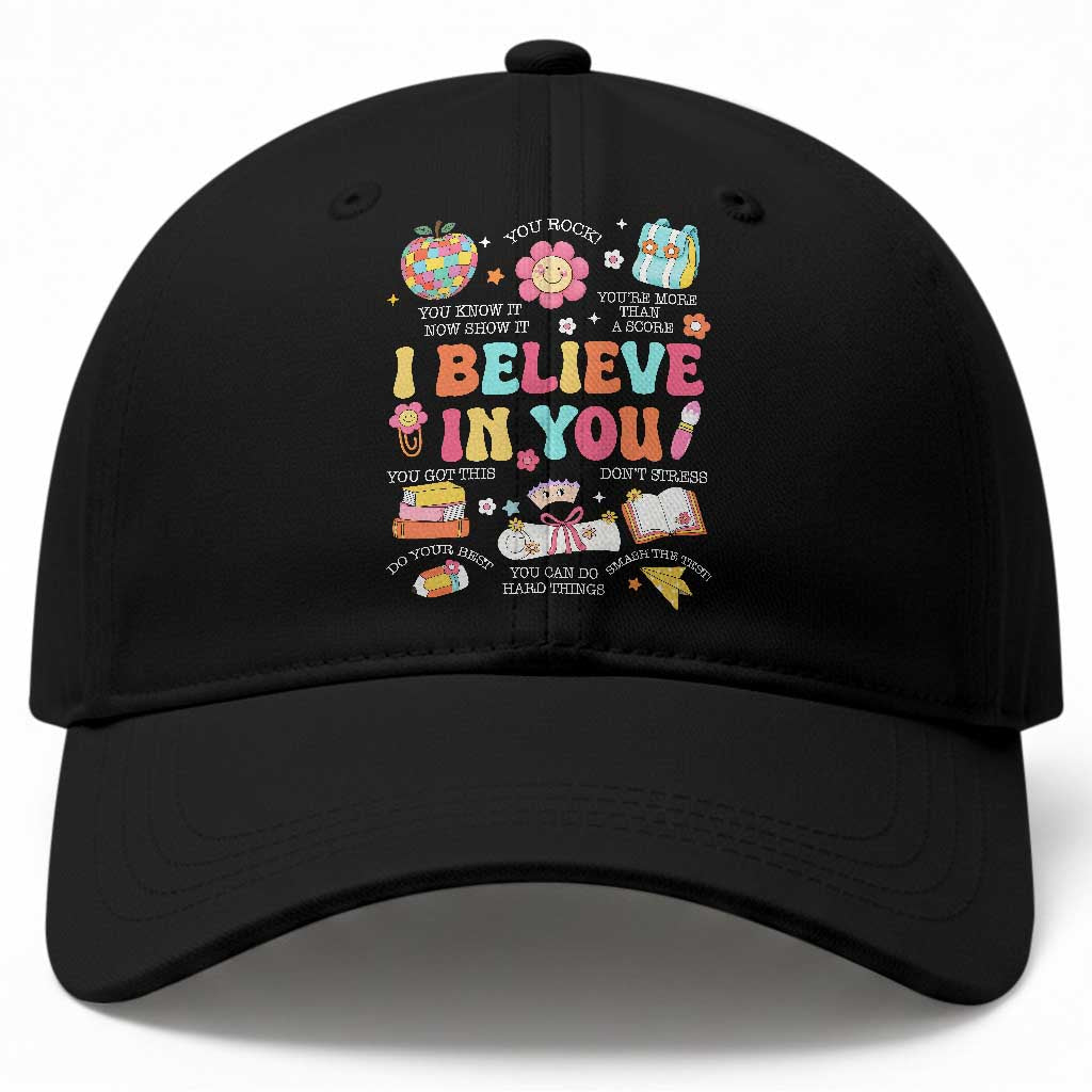 Groovy I Believe In You Testing Motivation Baseball Cap More Than A Score for Teacher Student