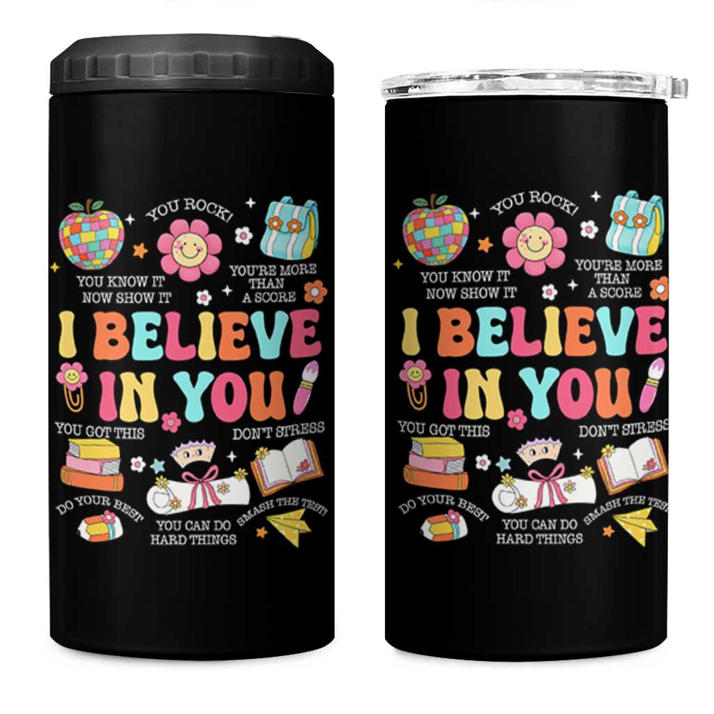 Groovy I Believe In You Testing Motivation 4 in 1 Can Cooler Tumbler More Than A Score for Teacher Student