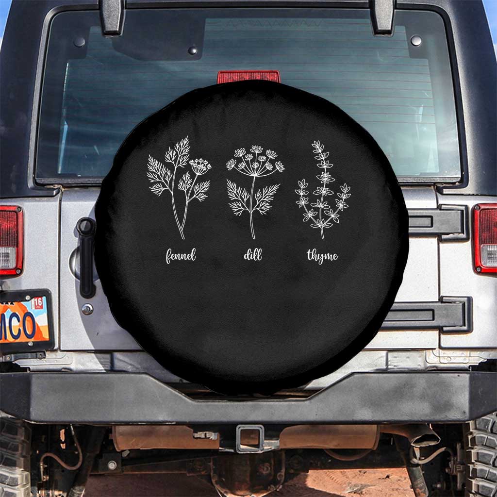 Fennel Dill Thyme Subtle FDT Spare Tire Cover Botanical Herb Line Art Political Satire