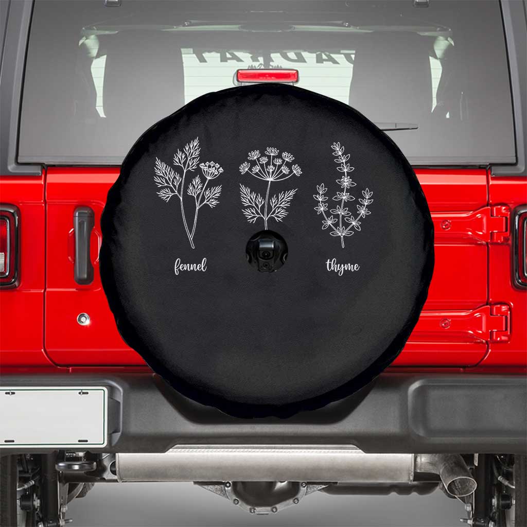 Fennel Dill Thyme Subtle FDT Spare Tire Cover Botanical Herb Line Art Political Satire