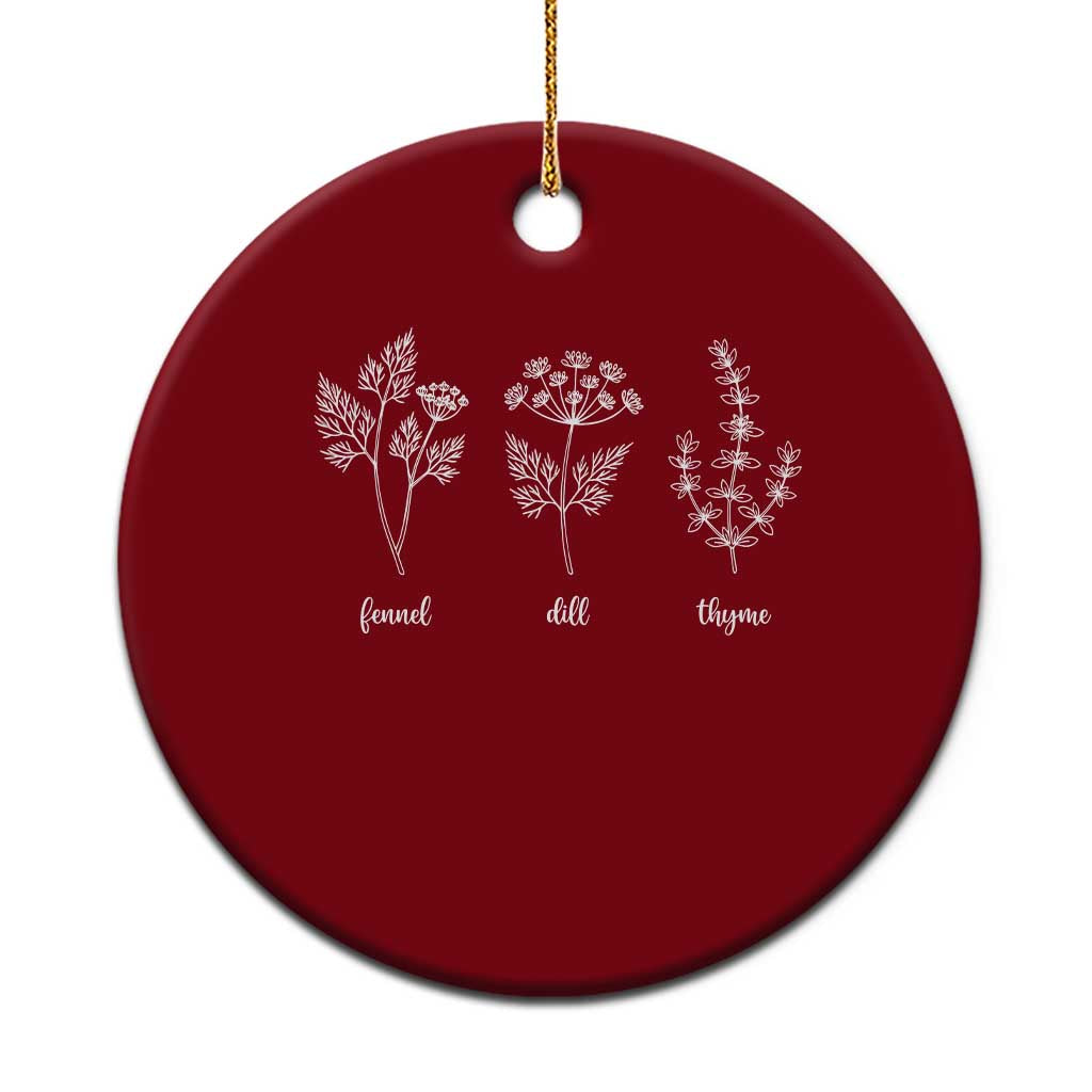 Fennel Dill Thyme Subtle FDT Ceramic Ornament Botanical Herb Line Art Political Satire