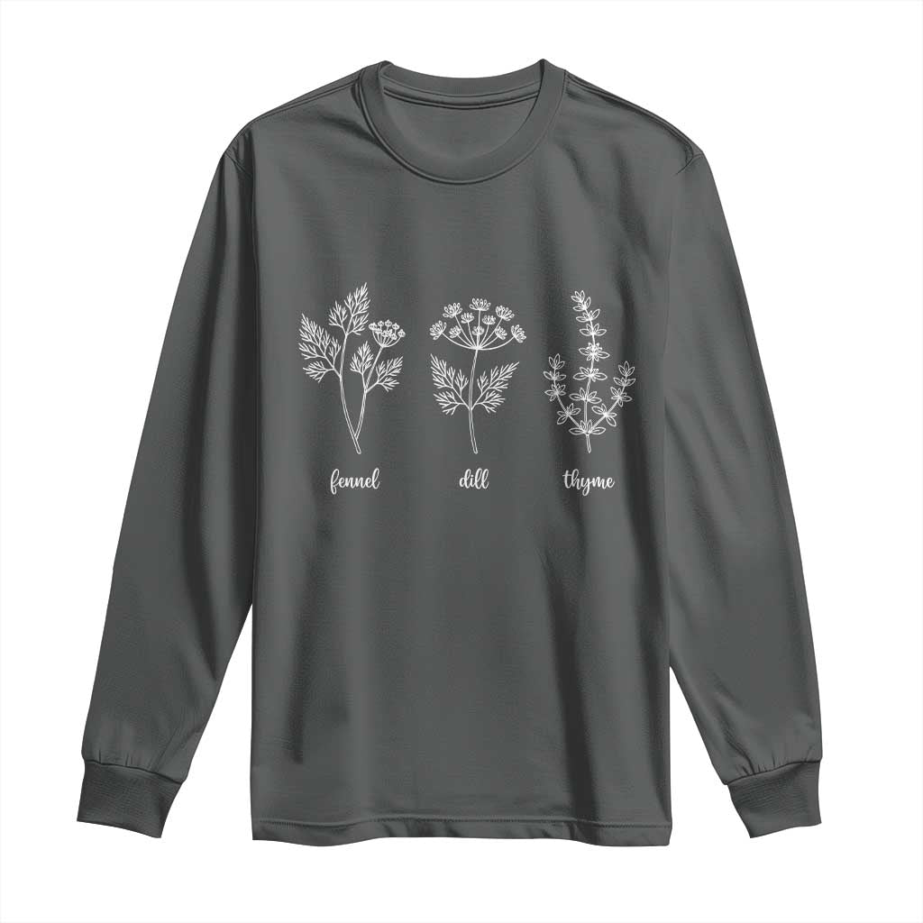 Fennel Dill Thyme Subtle FDT Long Sleeve Shirt Botanical Herb Line Art Political Satire