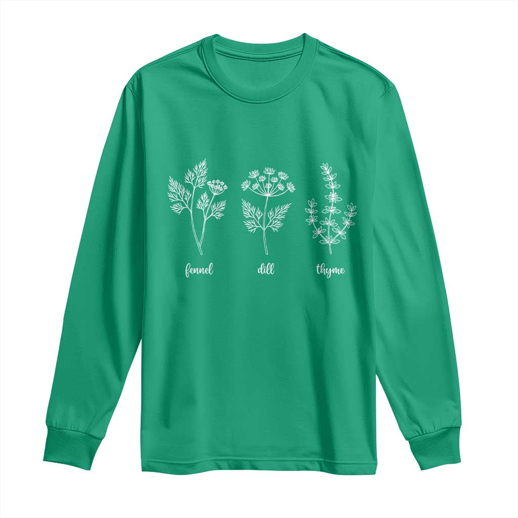Fennel Dill Thyme Subtle FDT Long Sleeve Shirt Botanical Herb Line Art Political Satire