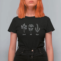 Fennel Dill Thyme Subtle FDT T Shirt For Women Botanical Herb Line Art Political Satire