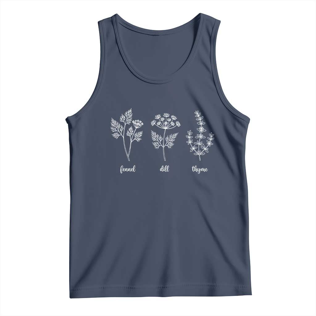 Fennel Dill Thyme Subtle FDT Tank Top Botanical Herb Line Art Political Satire