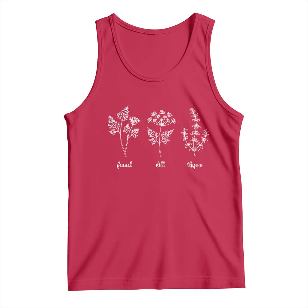 Fennel Dill Thyme Subtle FDT Tank Top Botanical Herb Line Art Political Satire