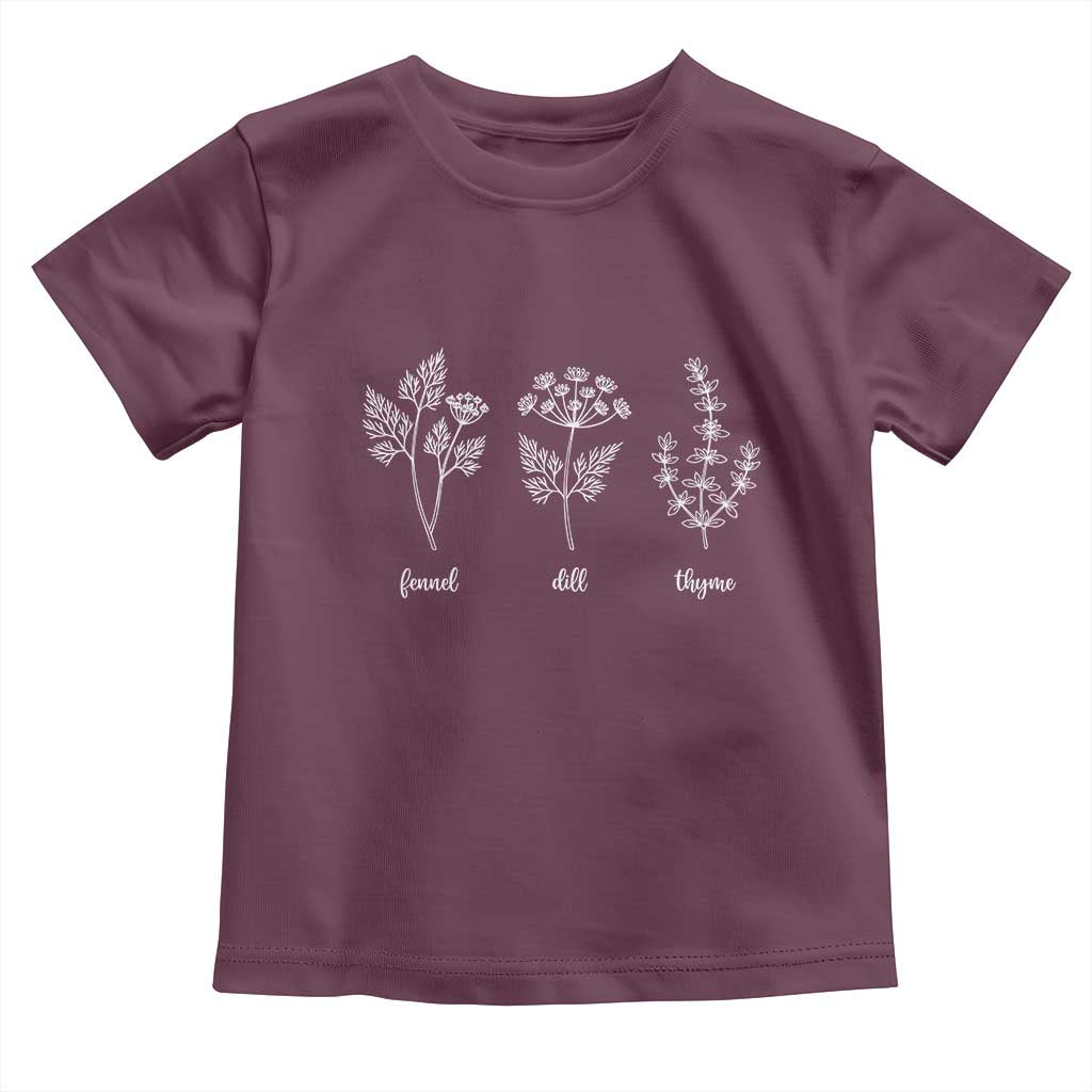 Fennel Dill Thyme Subtle FDT Toddler T Shirt Botanical Herb Line Art Political Satire