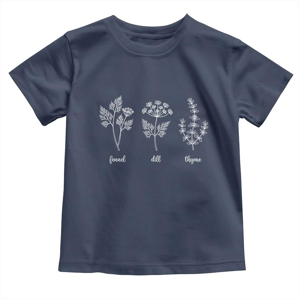 Fennel Dill Thyme Subtle FDT Toddler T Shirt Botanical Herb Line Art Political Satire