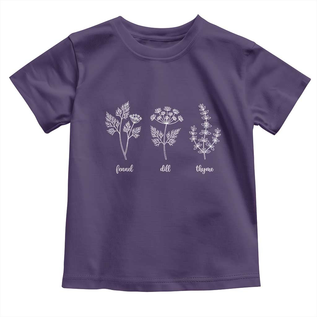 Fennel Dill Thyme Subtle FDT Toddler T Shirt Botanical Herb Line Art Political Satire