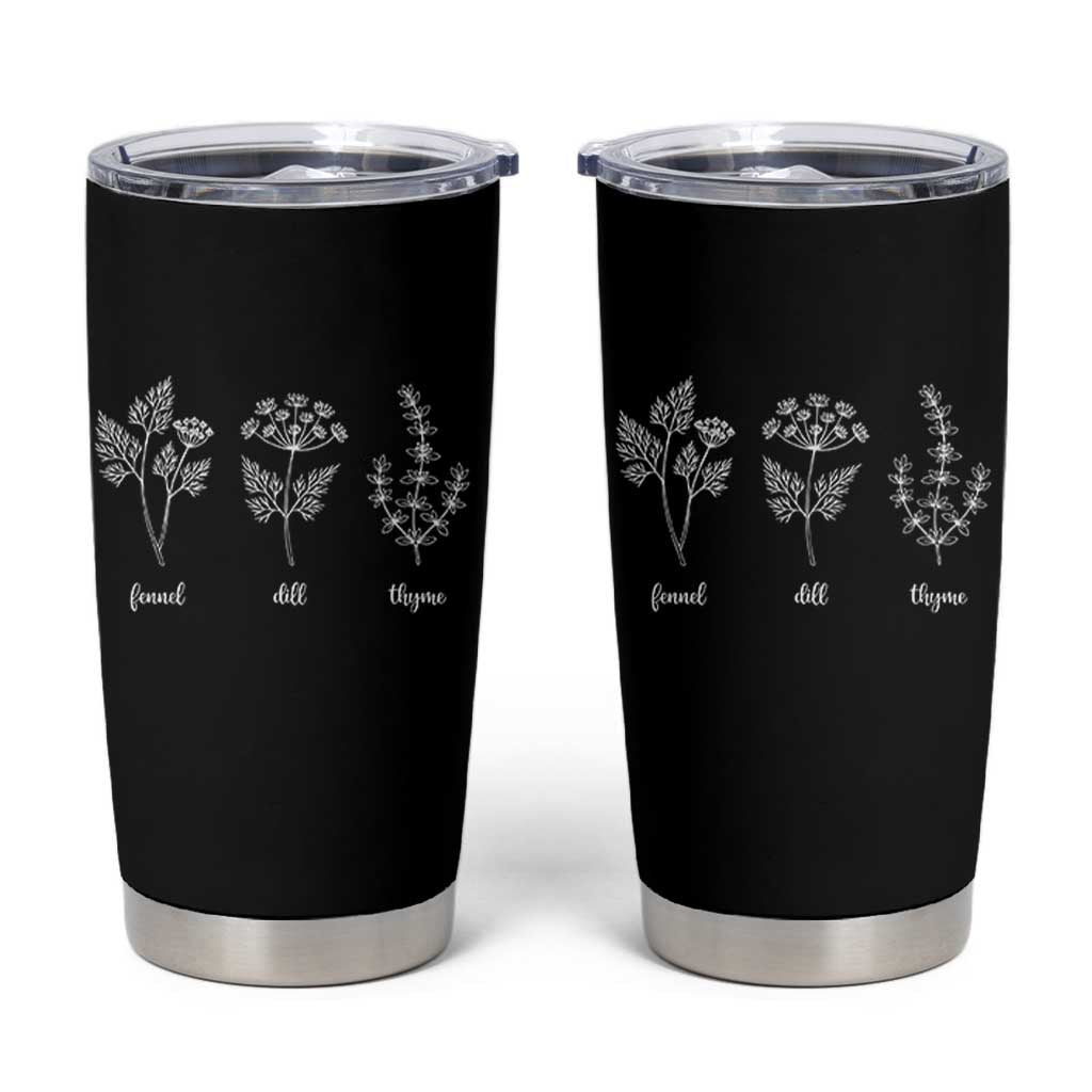 Fennel Dill Thyme Subtle FDT Tumbler Cup Botanical Herb Line Art Political Satire